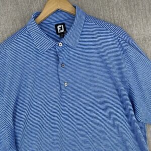 FootJoy Polo Shirt XL Blue Striped Performance Golf Short Sleeve FJ Lot of 2